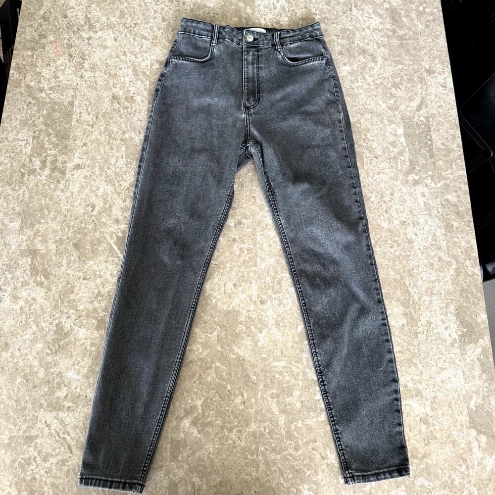 Zara Gray High- Waist Skinny Jeans- 4